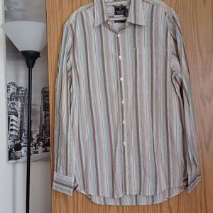 Marc Ecko Long Sleeve Multicolor Stripe Button down Shirt NWT size L